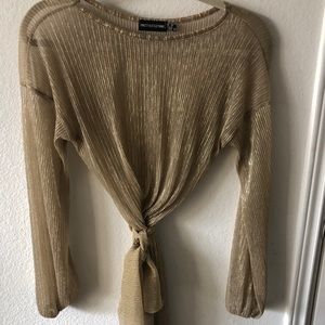 Gold, sheer dress from PrettyLittleThing